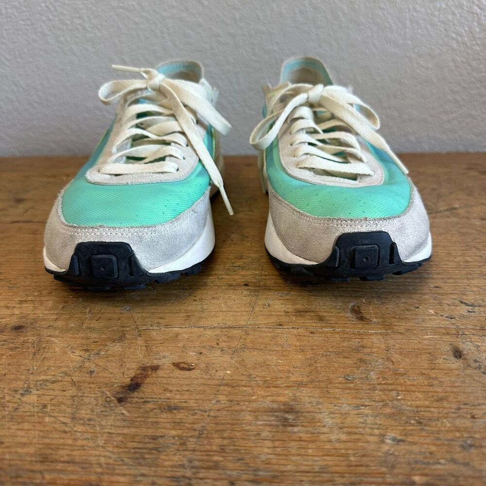 Nike Waffle One Sneakers in Aqua & Lime Suede Shoes Lace Up Trainers Women's 9 - Picture 5 of 11